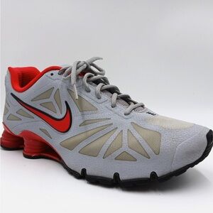 NIKE Shox Turbo Shoes Men's SZ 11 Wolf Grey Red Platinum Sneakers 631760 - 003